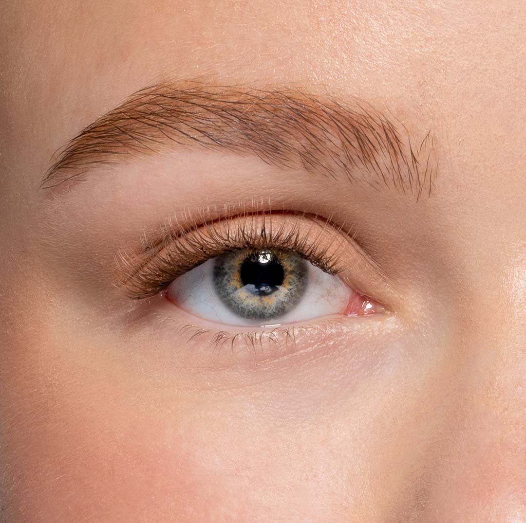 Close up van een oog met de 10mm Espresso Celine kit nepwimpers van Celine noé.