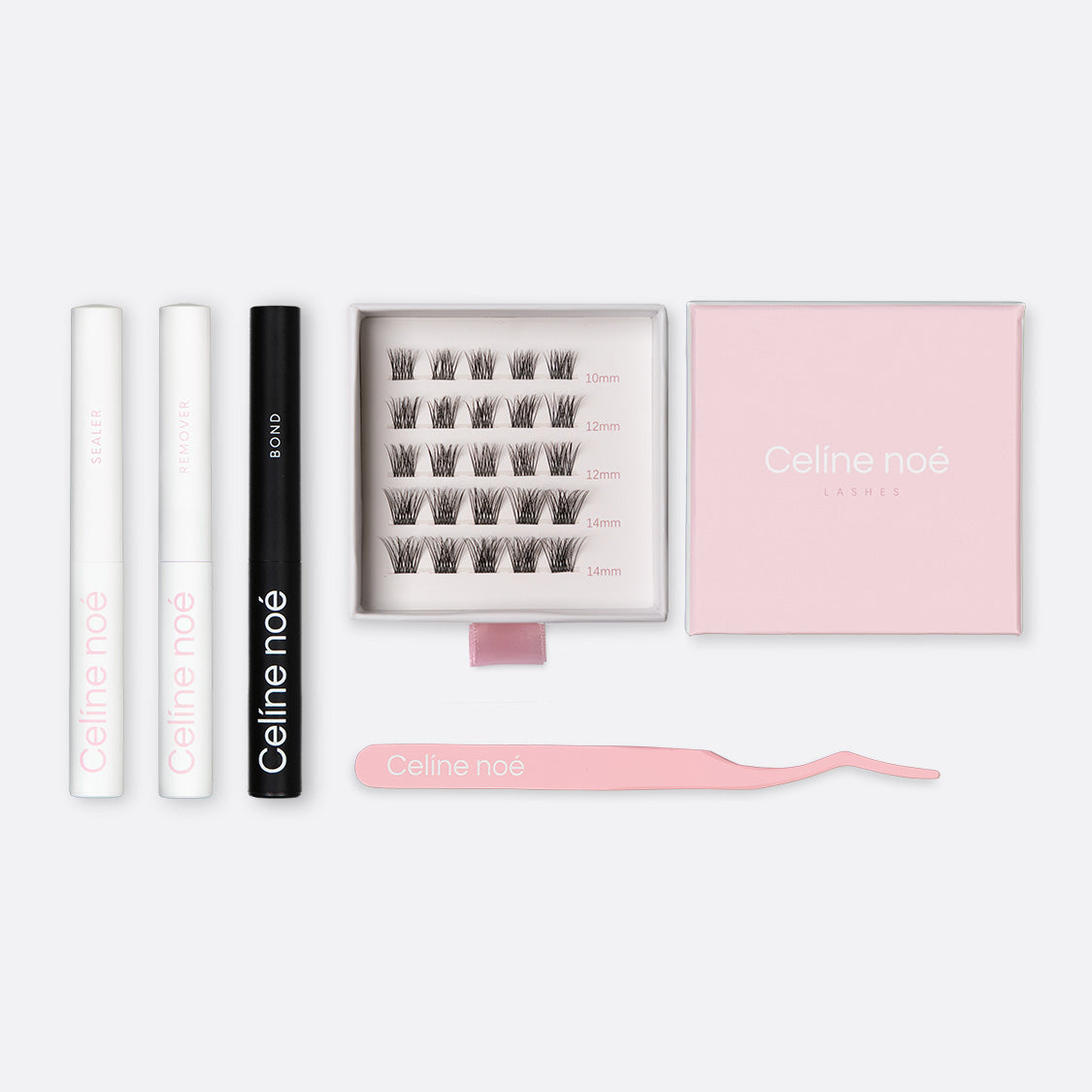 Cluster nepwimpers kit van Celíne noé in de stijl Cutie pie een fluffy, doll eye look met tools om de lashes te kunnen gebruiken.